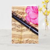 楽譜のカスタムな挨拶状のピッコロ カード (黄色い花)