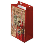 楽譜のサンタのノスタルジックなおもちゃそして木 スモールペーパーバッグ (正面アングル)