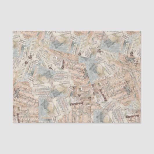 楽譜のティッシュまたはデコページ紙コラージュ 薄葉紙 (正面)