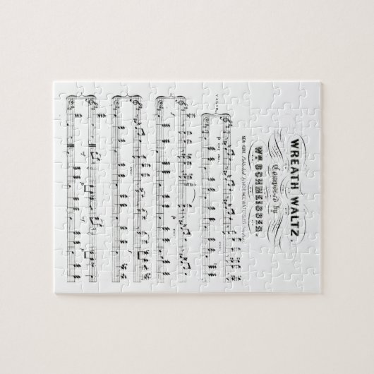 楽譜のノート(ヴィンテージのワルツ)のレトロの横木 ジグソーパズル (横)