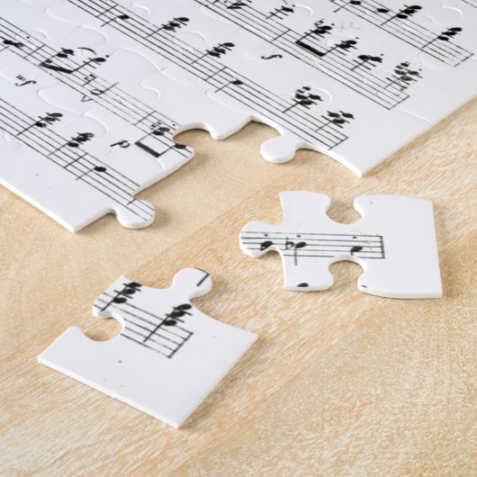 楽譜のノート(ヴィンテージのワルツ)のレトロの横木 ジグソーパズル (側面)