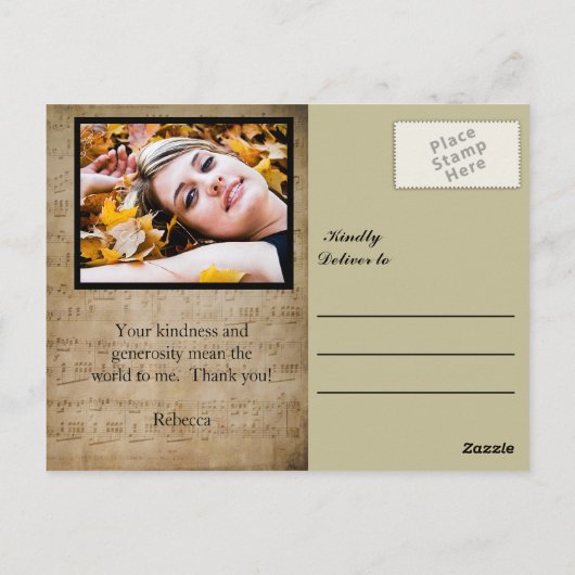 楽譜の卒業ありがとう – ポストカード (裏面)