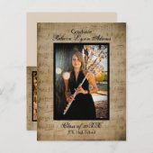 楽譜の卒業の発表-郵便はがき インビテーションポストカード (正面/裏面)
