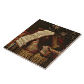 楽譜の本が付いている静物画 タイル (側面)