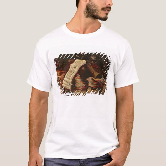 楽譜の本が付いている静物画 Tシャツ (正面)