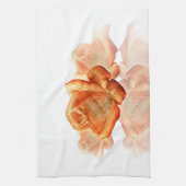 楽譜の珊瑚のばら色の花 キッチンタオル (縦)