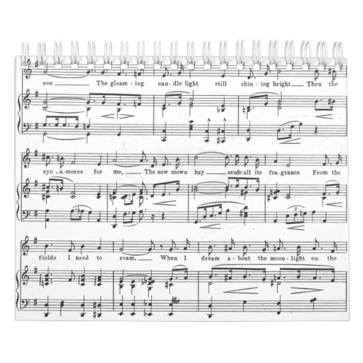 楽譜の白黒パターン カレンダー (カバー)