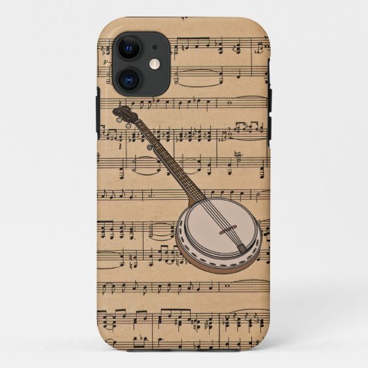 楽譜の背景が付いているバンジョー Case-Mate iPhoneケース (裏面)