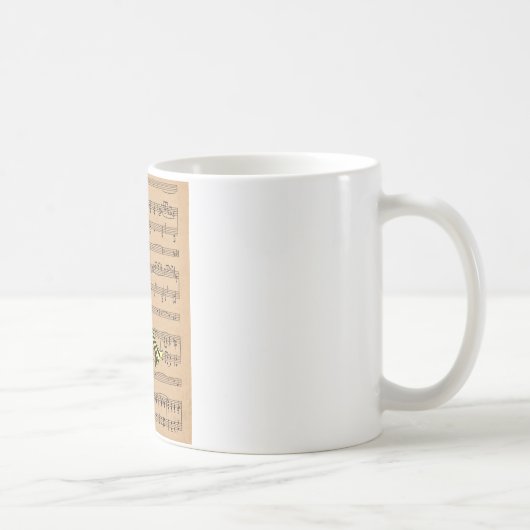 楽譜の背景付きトランペット コーヒーマグカップ (右)