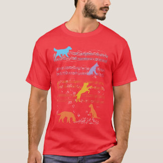 楽譜の音符で遊ぶ犬たち ミュージックティーチャー vi tシャツ