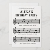 楽譜の音符 招待状 (正面/裏面)