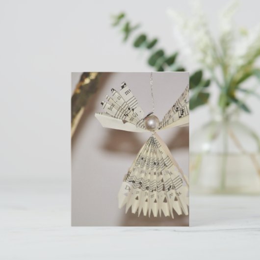 楽譜はクリスマスの天使の真珠に注意します シーズンポストカード (スタンド正面)