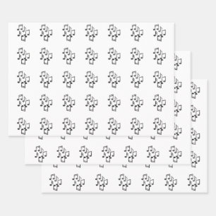 楽譜をブラックグリッター ラッピングペーパーシート