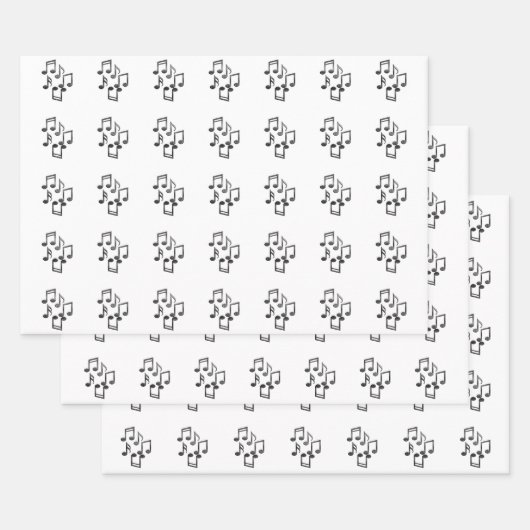 楽譜をブラックグリッター ラッピングペーパーシート (セット)