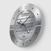 楽譜をラッパ～ブラッシュシルバーカラー～ ラージ壁時計 (傾斜)