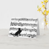 楽譜を撮った黒猫 カード (黄色い花)