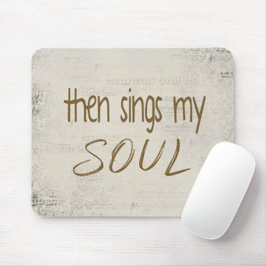 楽譜を見て「わたしの魂を歌う」文字 マウスパッド (マウス)