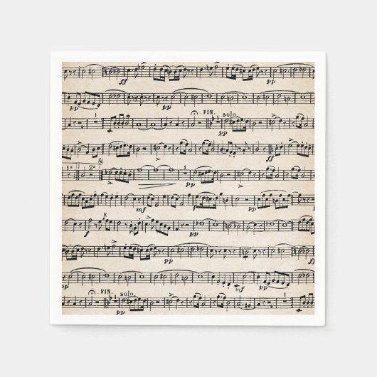 楽譜オン旧紙 スタンダードカクテルナプキン (正面)