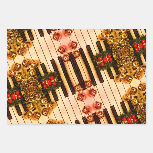 楽譜クリスマスベルズピアノソンサンタ |設定 ラッピングペーパーシート (正面)