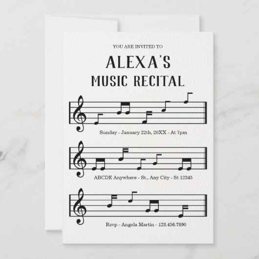 楽譜ノート発表会 招待状 (正面)