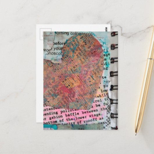 楽譜ハートコラージュ ポストカード (正面/裏面インサイチュ)