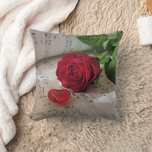楽譜バラハート クッション (ブランケット)
