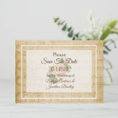 楽譜ピンクのバラの日付を保存 招待状 (スタンド正面)