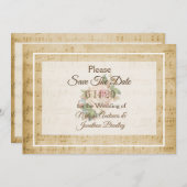 楽譜ピンクのバラの日付を保存 招待状 (正面/裏面)