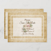 楽譜ピンクのバラ日付ポストカードを保存 案内ポストカード (正面/裏面)