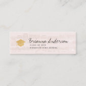 楽譜ピンク卒業式の挿入ネームカード スキニー名刺 (正面)