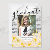 楽譜フローラ大理石写真卒業 招待状 (正面)