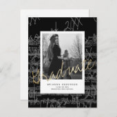 楽譜ブラックフォト卒業発表 案内ポストカード (正面/裏面)