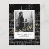 楽譜ブラックフォト卒業発表 案内ポストカード (正面)