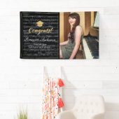 楽譜ブラック&金ゴールド写真の卒業 横断幕 (インサイチュ)