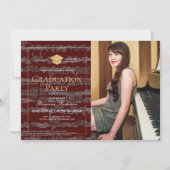 楽譜ブルゴーニュ写真バーチャル卒業 招待状 (正面)