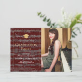 楽譜ブルゴーニュ写真バーチャル卒業 招待状 (スタンド正面)