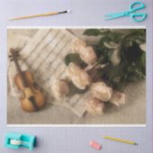 楽譜ヴァイオリン花ロマンチックなデコページ 薄葉紙 (クラフト)