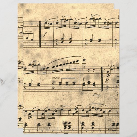 楽譜ヴィンテージパーチメントスクラップブック作り紙 (正面/裏面)