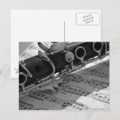 楽譜付きクラリネット ポストカード (正面/裏面)