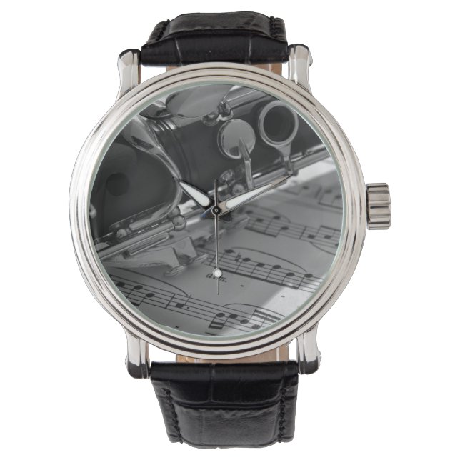 楽譜付きクラリネット 腕時計 (正面)