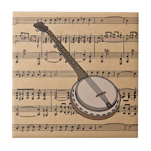 楽譜付きバンジョー タイル (正面)