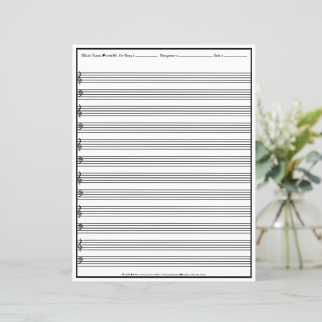 楽譜原稿スタッフラインクレフ、 音符記号紙シート (スタンド正面)