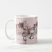 楽譜及びバラ銀製音楽ノート コーヒーマグカップ (左)