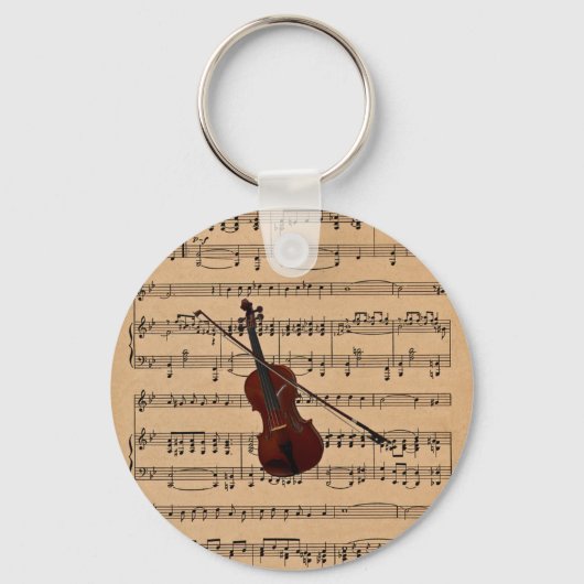 楽譜背景付きバイオリン キーホルダー (正面)