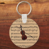 楽譜背景付きバイオリン キーホルダー (正面)