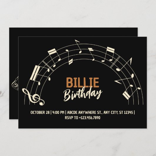 楽譜誕生日 招待状 (正面/裏面)