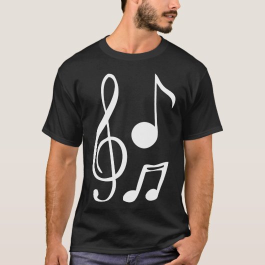 楽譜音楽クレフ、 音符記号ギターピアノグラフィックティー Tシャツ (正面)