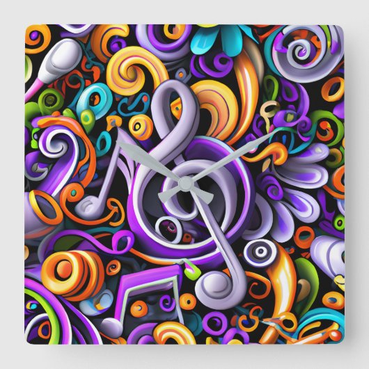 楽譜 スクエア壁時計 (正面)