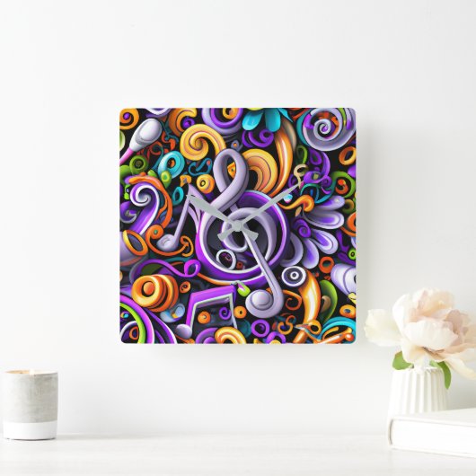 楽譜 スクエア壁時計 (ホーム)