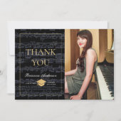 楽譜 ブラック＆ゴールド フォト ありがとうカード 招待状 (正面)